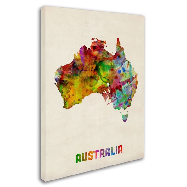 Michael Tompsett 'Australia Watercolor Map' Canvas Art,18x24